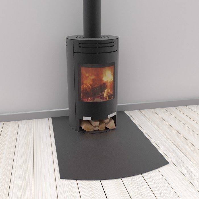 Ovnsplate i sortmalt stål med flat bue